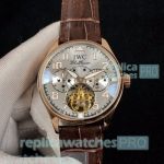 High Quality Replica IWC Schaffhausen Silver Dial Brown Leather Strap Watch